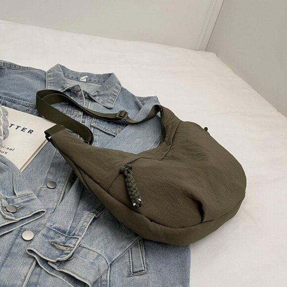 Crossbody Nylon Crescent Bag for Women - Lightweight Small Hobo With 2 Pack Inne - Picture 5 of 8